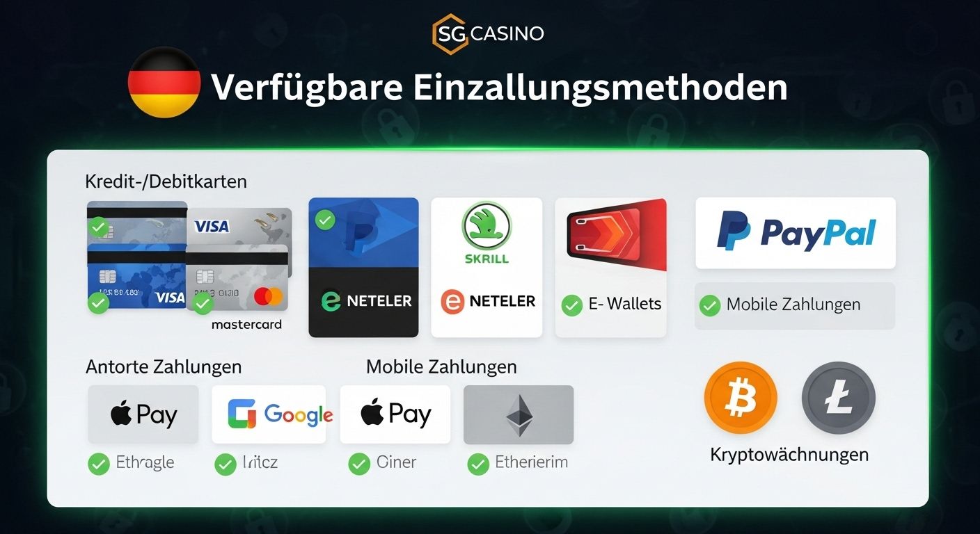 Verfügbare Einzahlungsmethoden deposit methods